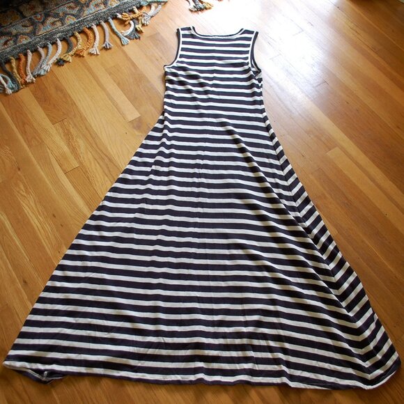 J. Crew Maxi Dress Black White Striped Tank Sleeveless High-Low AO477 - Picture 6 of 6